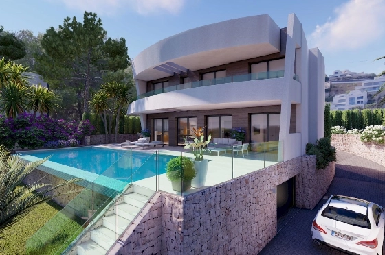 Villa in Moraira zu verkaufen, Baujahr 2022, + Fussbodenheizung, Klimaanlage, Plot 802 m², 4 Schlafzimmer, 4 Badezimmer, Pool, ref.: NL-NLD1360-1