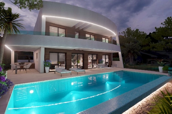 Villa in Moraira zu verkaufen, Baujahr 2022, + Fussbodenheizung, Klimaanlage, Plot 802 m², 4 Schlafzimmer, 4 Badezimmer, Pool, ref.: NL-NLD1360-2
