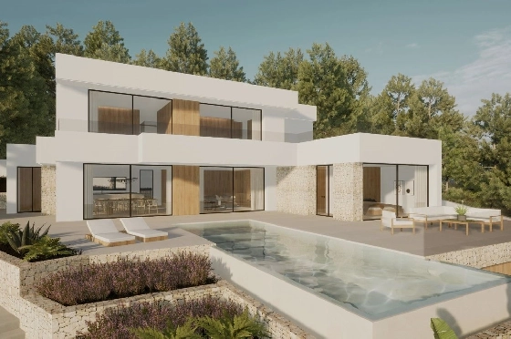 Villa in Moraira(Pla del Mar) zu verkaufen, Living area 340 m², Baujahr 2023, Klimaanlage, Plot 1070 m², 4 Schlafzimmer, 4 Badezimmer, Pool, ref.: BI-MT.H-787-1