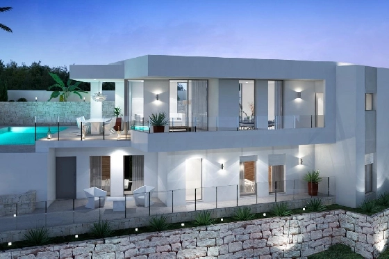 Villa in Moraira zu verkaufen, Living area 286 m², Baujahr 2024, Klimaanlage, Plot 800 m², 3 Schlafzimmer, 2 Badezimmer, Pool, ref.: AM-12126DA-1