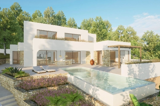 Villa in Moraira zu verkaufen, Living area 340 m², Baujahr 2024, Klimaanlage, Plot 1070 m², 4 Schlafzimmer, 4 Badezimmer, Pool, ref.: AM-12145DR-1