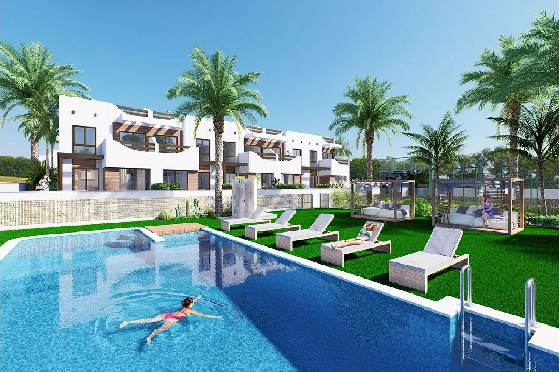 Erdgeschoss Apartment in Torre de la Horadada zu verkaufen, Wohnfläche 85 m², Zustand Erstbezug, 2 Schlafzimmer, 2 Badezimmer, Pool, ref.: HA-THN-450-A01-1