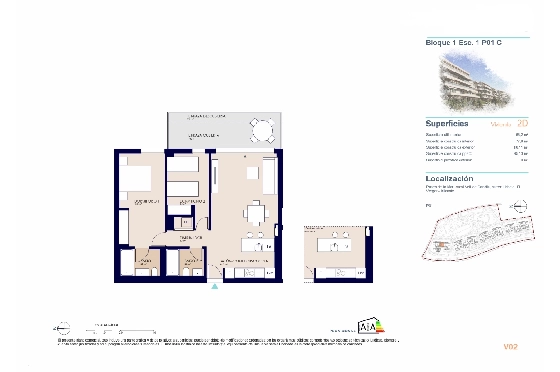 Apartment in El Vergel zu verkaufen, Living area 68 m², + KLIMA, Klimaanlage, Plot 14 m², 2 Schlafzimmer, 2 Badezimmer, Pool, ref.: AH-EV-VI-1-01-01-C-12