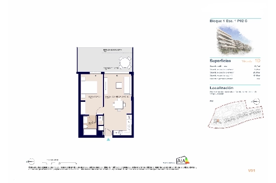 Apartment in El Vergel zu verkaufen, Living area 45 m², Baujahr 2027, Klimaanlage, Plot 10 m², 1 Schlafzimmer, 1 Badezimmer, Pool, ref.: AH-EV-VI-1-01-02-C-24
