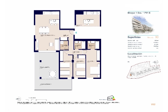 Apartment in El Vergel zu verkaufen, Living area 98 m², Baujahr 2027, + KLIMA, Klimaanlage, Plot 33 m², 3 Schlafzimmer, 2 Badezimmer, Pool, ref.: AH-EV-VI-1-01-01-E-13
