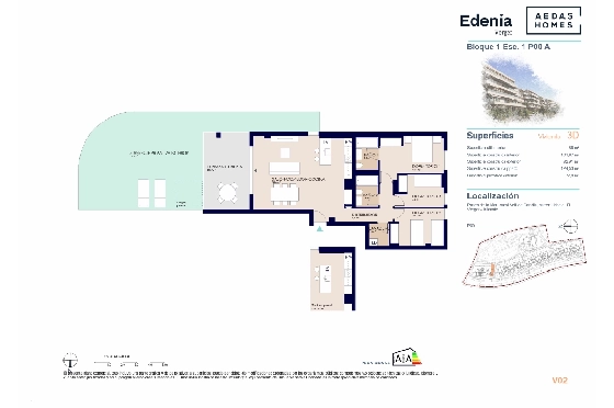 Apartment in El Vergel zu verkaufen, Living area 86 m², Baujahr 2027, Klimaanlage, Plot 73 m², 3 Schlafzimmer, 2 Badezimmer, Pool, ref.: AH-EV-VI-1-01-0-A-13