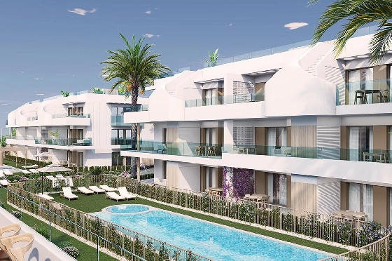 Etagen Apartment in Pilar de la Horadada zu verkaufen, Living area 111 m², Zustand Erstbezug, 3 Schlafzimmer, 2 Badezimmer, Pool, ref.: HA-PIN-132-A03-1
