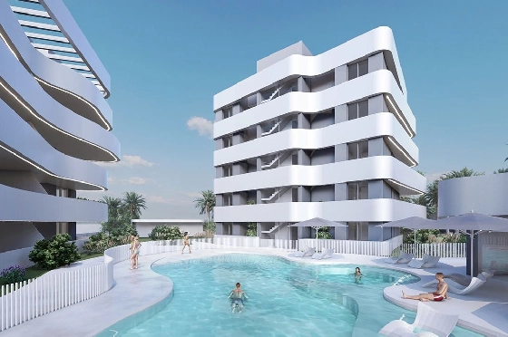 Penthouse Apartment in Guardamar del Segura zu verkaufen, Living area 97 m², Zustand Erstbezug, Klimaanlage, 2 Schlafzimmer, 2 Badezimmer, Pool, ref.: HA-GUN-431-A02-1