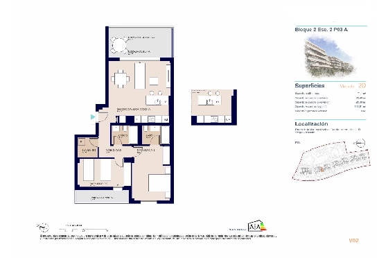 Apartment in El Vergel zu verkaufen, Living area 71 m², Baujahr 2027, Klimaanlage, Plot 21 m², 2 Schlafzimmer, 2 Badezimmer, Pool, ref.: AH-EV-VI-2-02-03-A-9