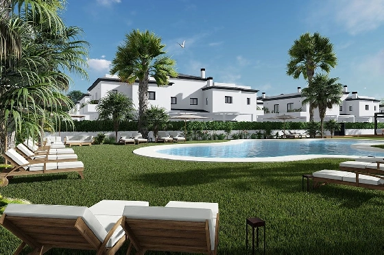 Doppelhaushälfte in Santa Pola zu verkaufen, Wohnfläche 93 m², Zustand Erstbezug, Grundstück 129 m², 3 Schlafzimmer, 3 Badezimmer, Pool, ref.: HA-SPN-631-D01-10