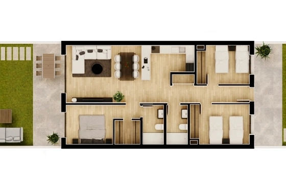 Doppelhaushälfte in Monforte Del Cid(Alenda Golf) zu verkaufen, Living area 123 m², Plot 156 m², 3 Schlafzimmer, 2 Badezimmer, Pool, ref.: TW-ALLURE-13-19