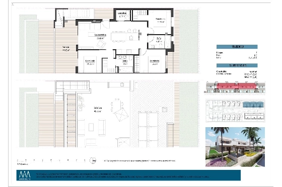 Penthouse Apartment in Los Alcazares zu verkaufen, Living area 145 m², Zustand Erstbezug, 3 Schlafzimmer, 2 Badezimmer, Pool, ref.: HA-LAN-451-A02-14