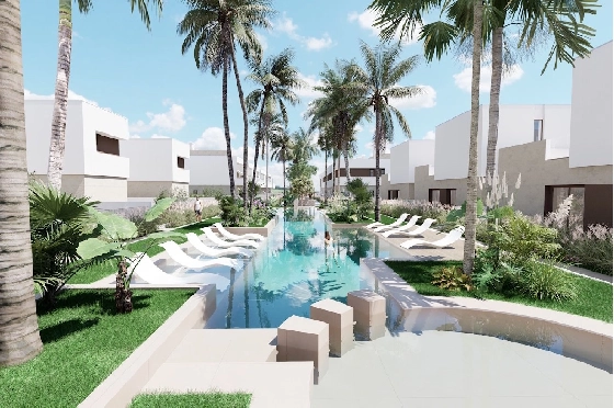 Villa in Los Alcazares zu verkaufen, Living area 129 m², Zustand Erstbezug, Plot 202 m², 3 Schlafzimmer, 2 Badezimmer, Pool, ref.: HA-LAN-451-E01-12