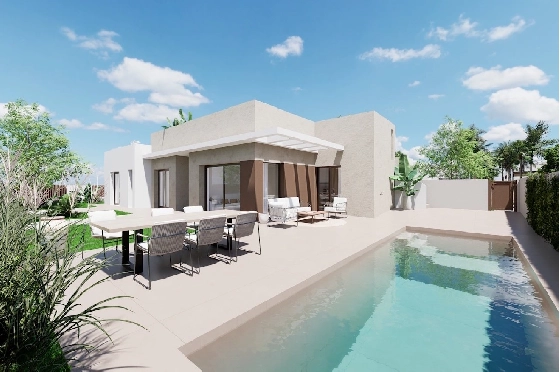 Villa in Los Alcazares zu verkaufen, Living area 197 m², Zustand Erstbezug, Plot 356 m², 3 Schlafzimmer, 3 Badezimmer, Pool, ref.: HA-LAN-451-E03-1