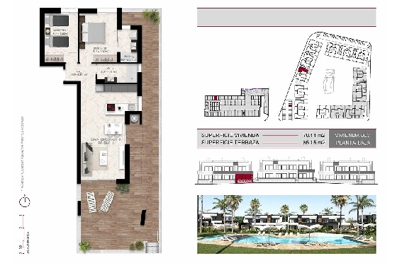 Erdgeschoss Apartment in Ciudad Quesada zu verkaufen, Living area 116 m², Zustand Erstbezug, Klimaanlage, 2 Schlafzimmer, 2 Badezimmer, Pool, ref.: HA-CQN-120-A01-16