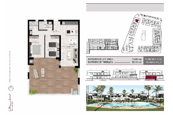 Erdgeschoss Apartment in Ciudad Quesada zu verkaufen, Living area 116 m², Zustand Erstbezug, Klimaanlage, 2 Schlafzimmer, 2 Badezimmer, Pool, ref.: HA-CQN-120-A01-17