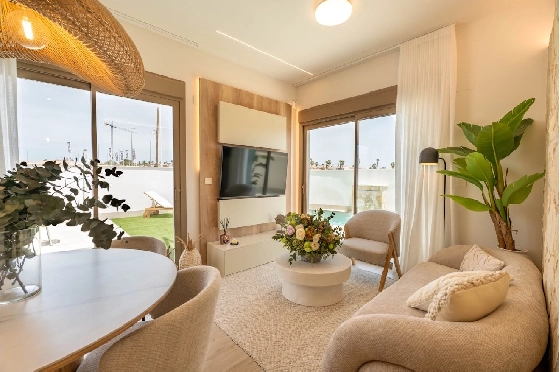 Eck-Reihenhaus in Los Alcazares zu verkaufen, Living area 146 m², Zustand Erstbezug, Klimaanlage, Plot 177 m², 3 Schlafzimmer, 2 Badezimmer, Pool, ref.: HA-LAN-480-Q01-4