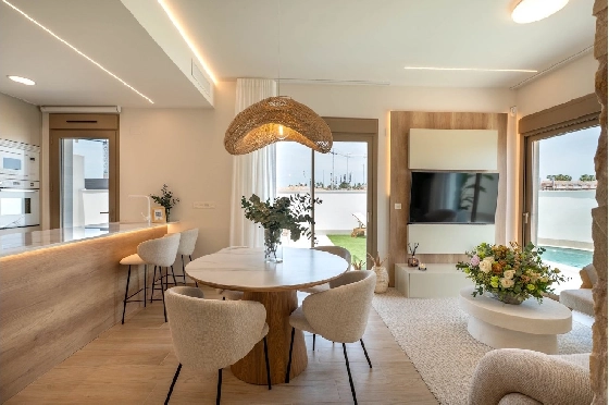 Eck-Reihenhaus in Los Alcazares zu verkaufen, Living area 146 m², Zustand Erstbezug, Klimaanlage, Plot 177 m², 3 Schlafzimmer, 2 Badezimmer, Pool, ref.: HA-LAN-480-Q01-5
