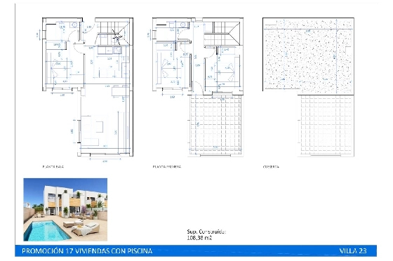Doppelhaushälfte in San Fulgencio zu verkaufen, Living area 108 m², Zustand Erstbezug, Klimaanlage, Plot 245 m², 3 Schlafzimmer, 2 Badezimmer, Pool, ref.: HA-MAN-301-D01-6