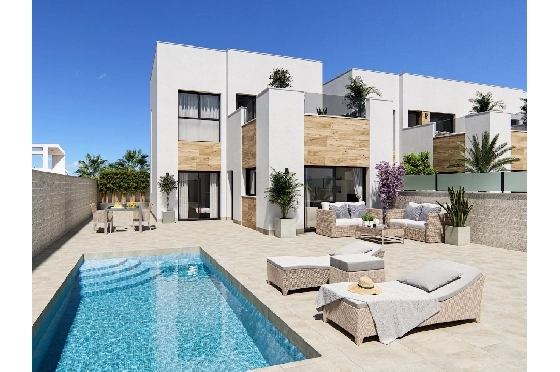 Villa in San Fulgencio zu verkaufen, Living area 108 m², Zustand Erstbezug, Klimaanlage, Plot 244 m², 3 Schlafzimmer, 2 Badezimmer, Pool, ref.: HA-MAN-301-E01-1