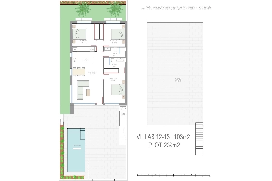 Villa in Los Alcazares zu verkaufen, Living area 198 m², Zustand Erstbezug, Klimaanlage, Plot 235 m², 3 Schlafzimmer, 2 Badezimmer, Pool, ref.: HA-LAN-501-E01-30