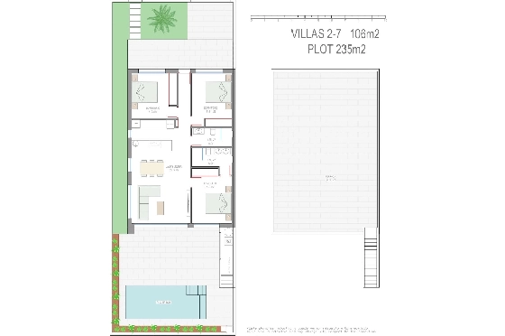 Villa in Los Alcazares zu verkaufen, Living area 198 m², Zustand Erstbezug, Klimaanlage, Plot 235 m², 3 Schlafzimmer, 2 Badezimmer, Pool, ref.: HA-LAN-501-E01-31